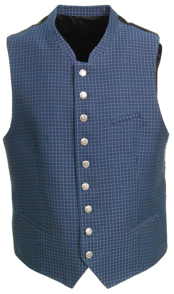 Blaues Schmuckgilet, mit Seide