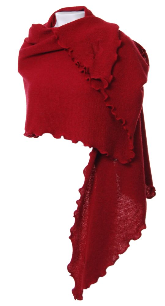 Merino Poncho, Trapez-Stola in dkl.rot