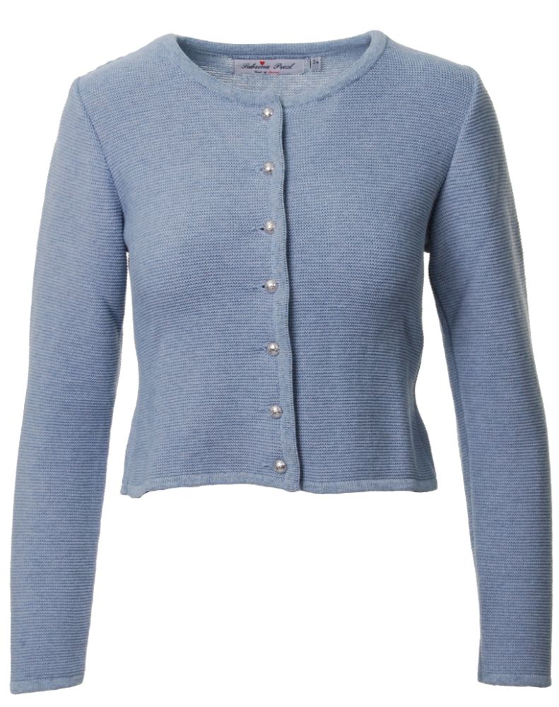 Dirndl Strickjacke, jeansblau, Linksstrick