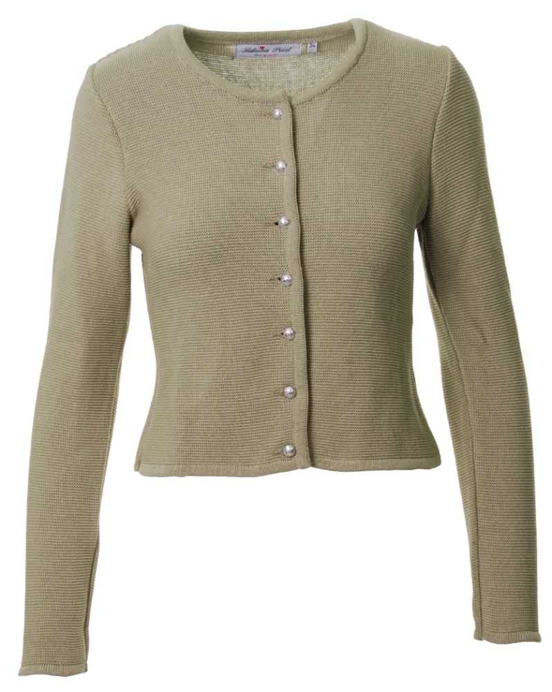 Dirndl Strickjacke, olivgelb, Linksstrick