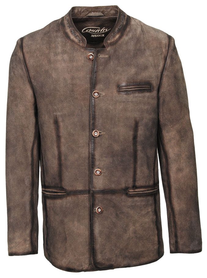 Ziegenleder, Lederjacke, Stehkragen, nuss