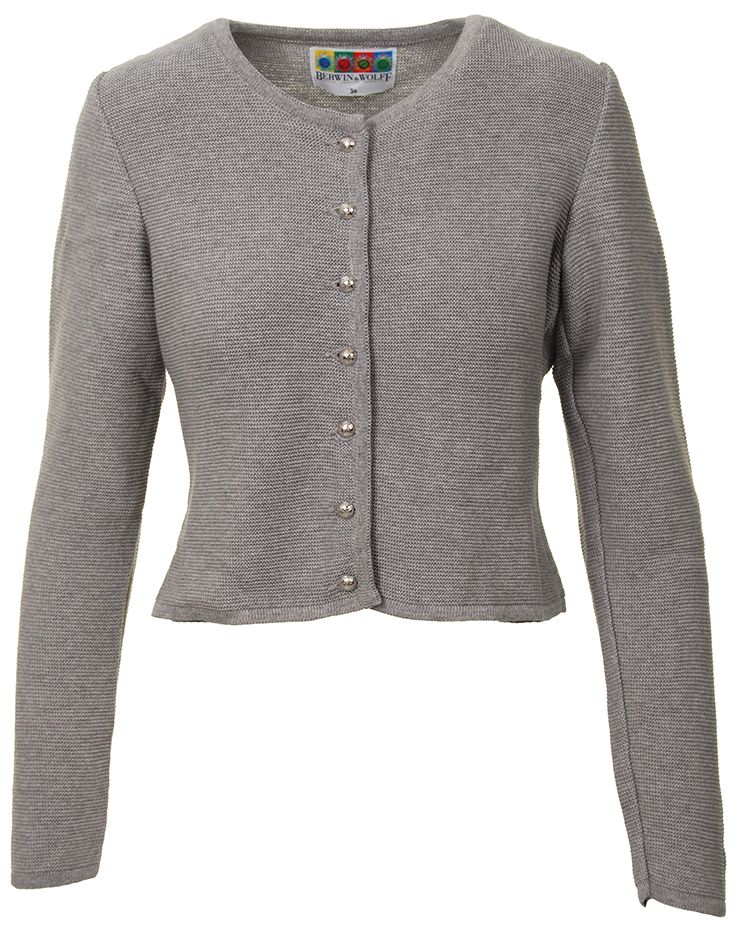 Dirndl Strickjacke, hellgrau, Linksstrick