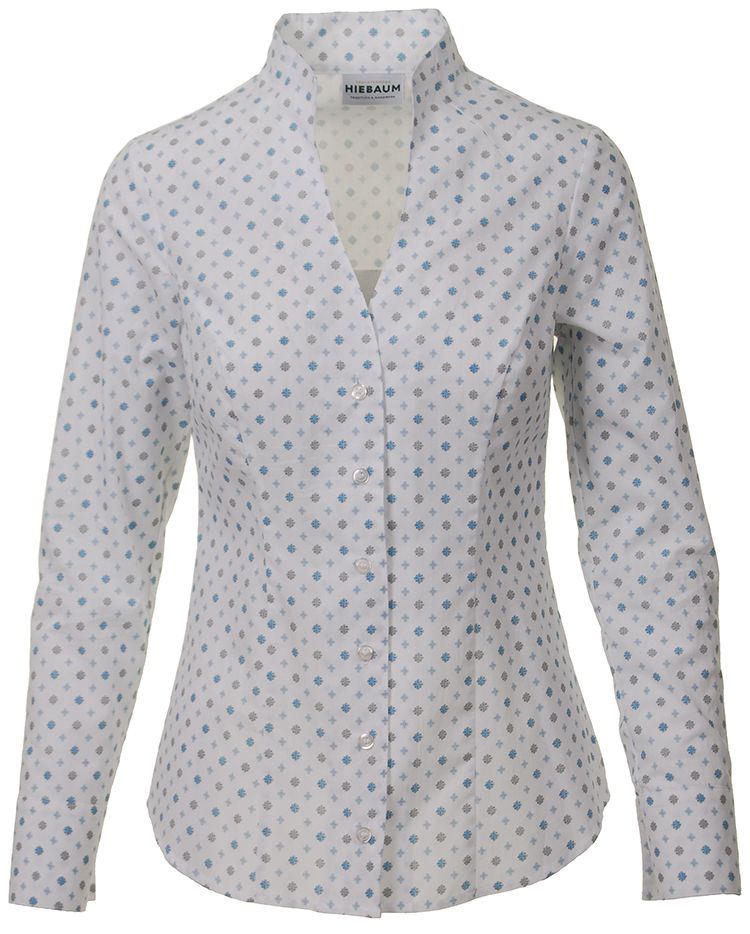 Trachtenbluse, V-Ausschnitt, blau
