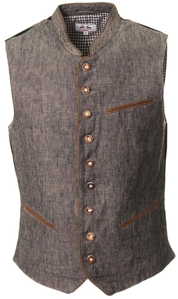Leinen-Trachtengilet, braun meliert