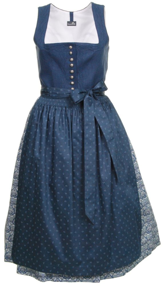 Schnurstepp, Leinen Dirndl, enzianblau
