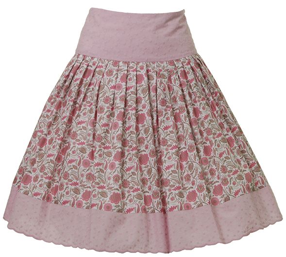 Sattelrock, bestickte Passe, rosa