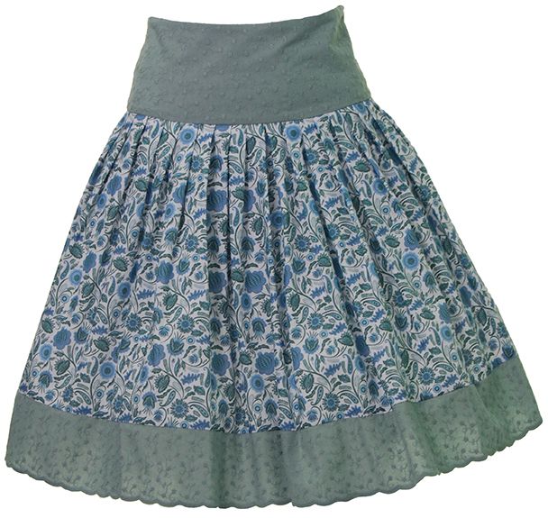 Sattelrock, bestickte Passe, jeansblau