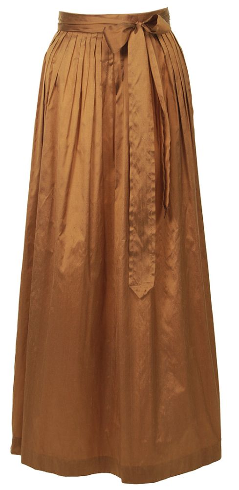 100% Seide, Dirndl Schürze, gold, 100cm