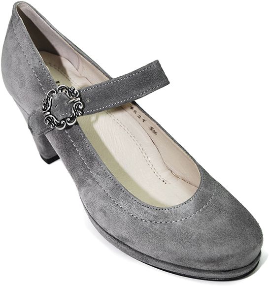 Trachtenschuhe, Pumps, Samtziege in hellgrau