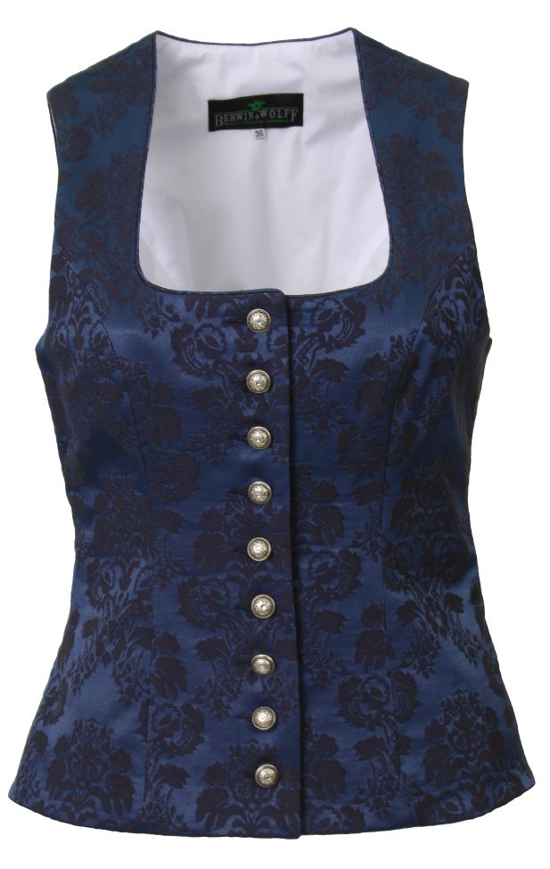 Trachten Stretch Mieder, Jacquard, blau