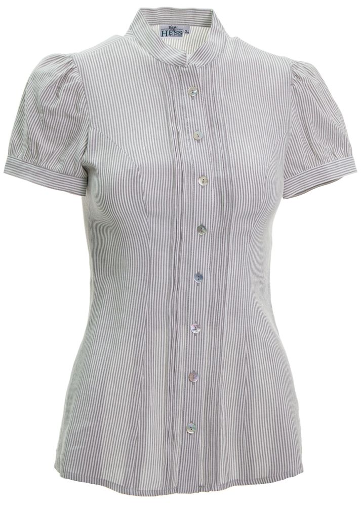 Trachtenbluse, Viscose und Leinen, Nadelstreifenbluse, grau