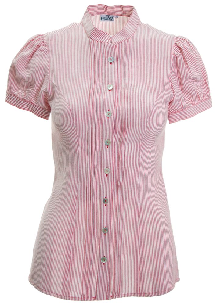 Trachtenbluse, Viscose und Leinen, Nadelstreifenbluse, rot