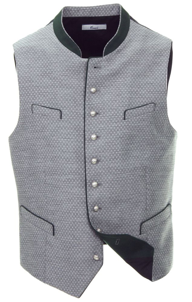 Stretch-Gilet, anthrazit mit Lodenbesatz