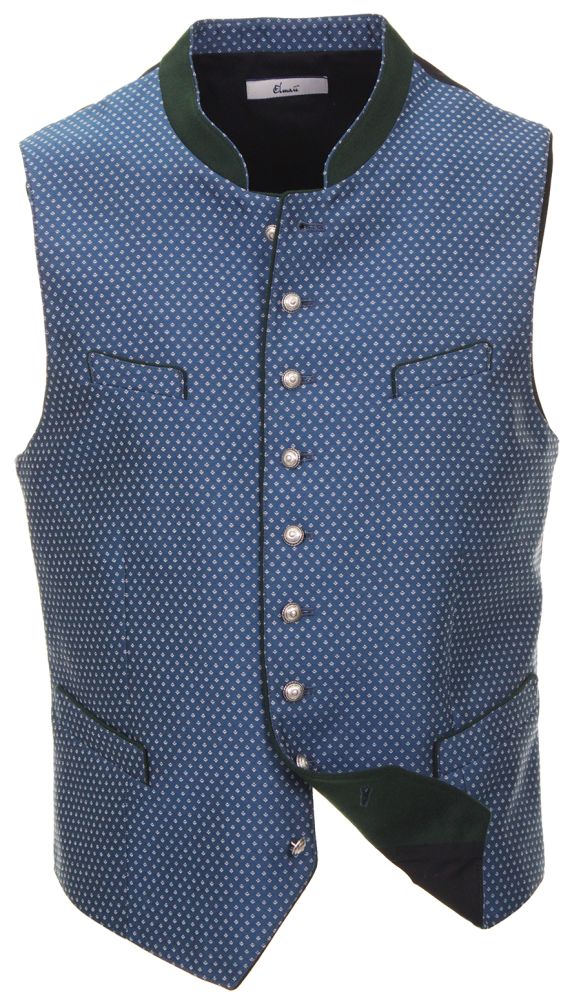 Stretch-Gilet, blau mit Lodenbesatz