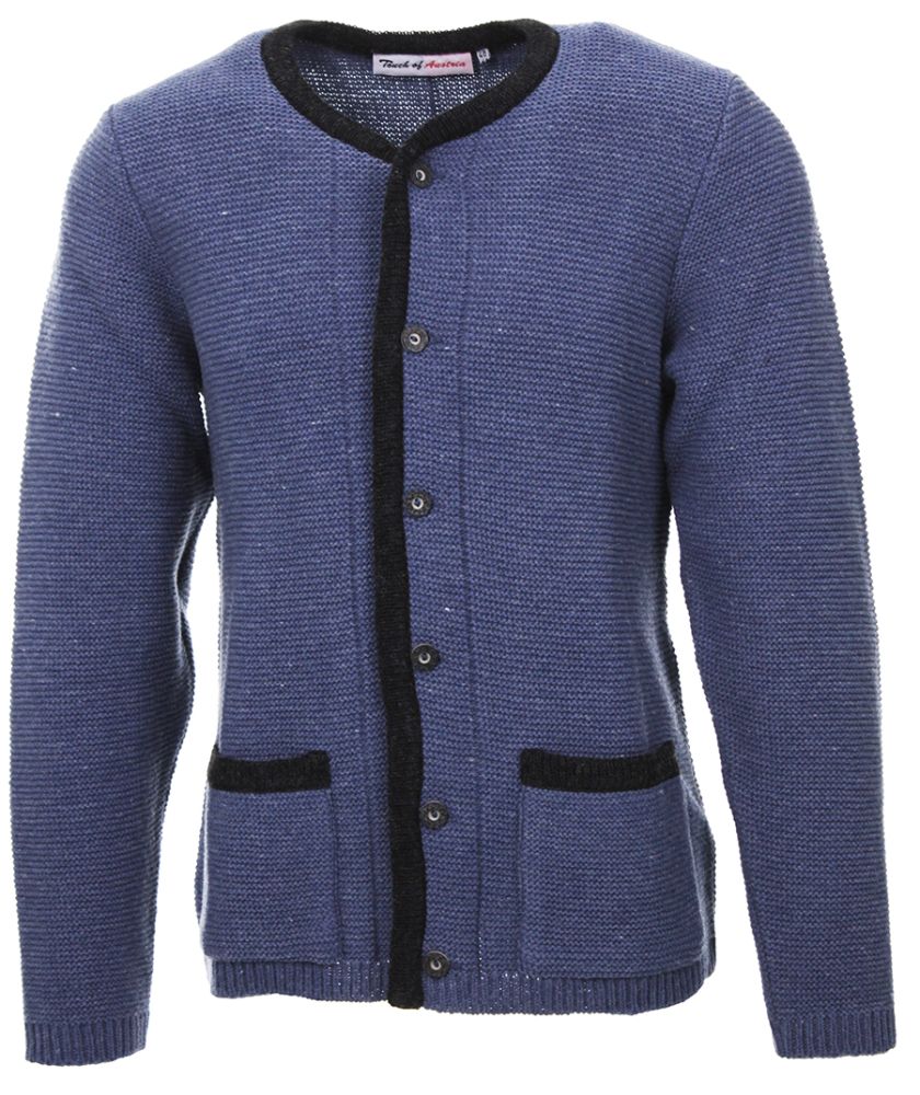 Trachten Strickjacke, Lungauer Schafswolle, blau