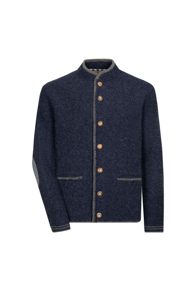 Strickjacke, Indigo, Stehkragen