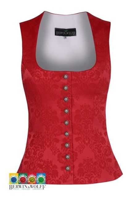 Trachten Stretch Mieder, Jacquard, rot