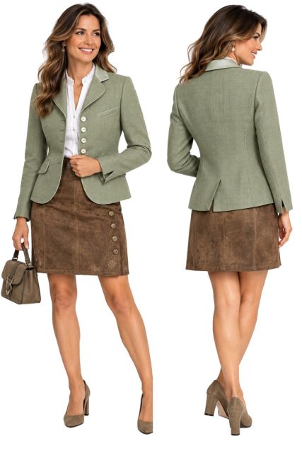 Kurzer Leinenblazer in Salbei