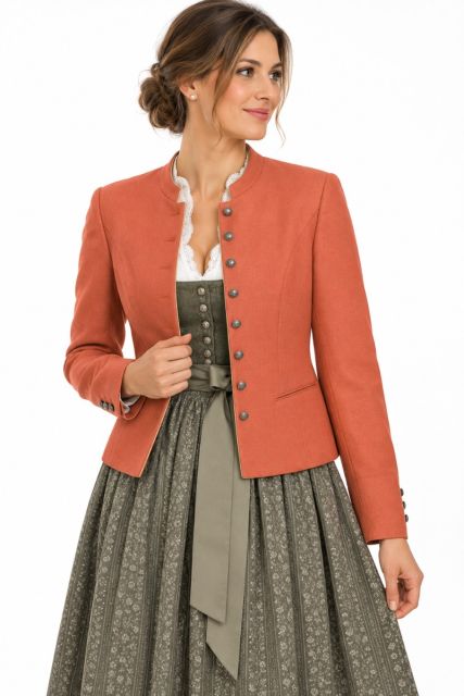 Leinen Kurzblazer, terracotta