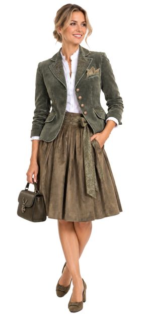 Samt-Stretch Blazer, oliv