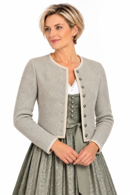 Kurze Strickjacke, in Beige-Silber