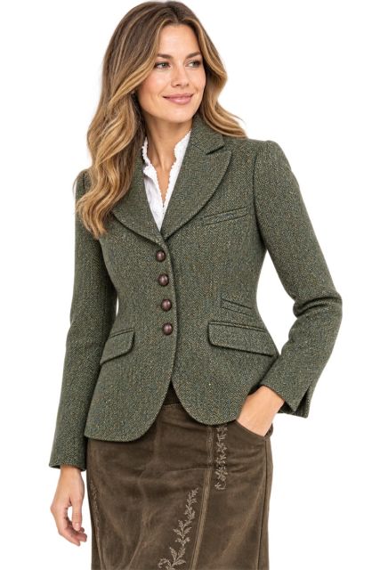 Reiterblazer mit Fischgratmuster