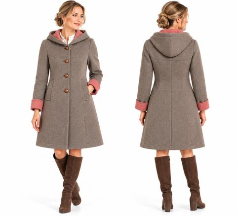 Double-Loden Kurzmantel, hellbraun-rose