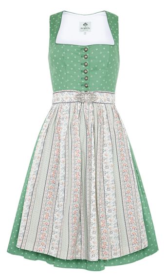 Dirndl, Streifendruck-Schürze, petrol