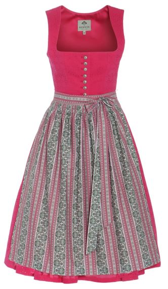 Midi Dirndl, pink, Lochstickerei