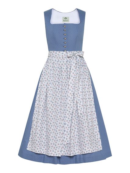 Druckdirndl, Röschen-Schürze, jeansblau