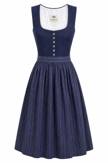 Dirndl, marineblau, Leinen-Oberteil