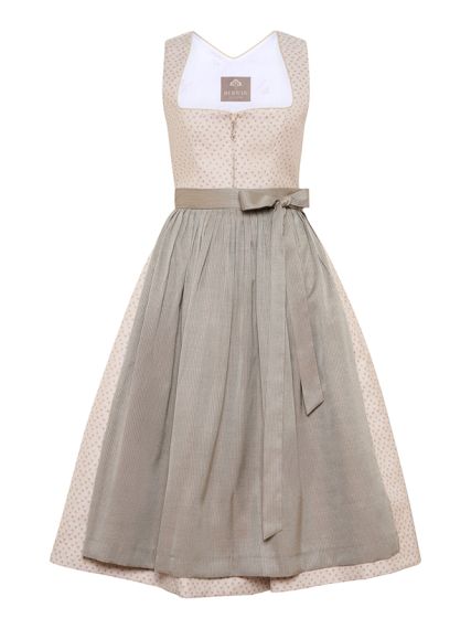 Dirndl, Jacquardstoff, Streifenschürze, beige
