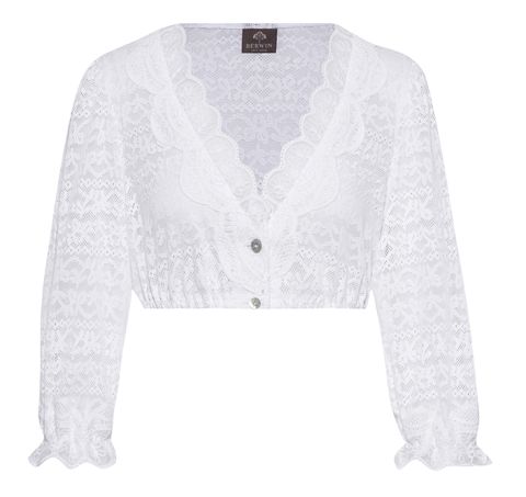 3/4 Spitzenbluse, Bordüre, ecru
