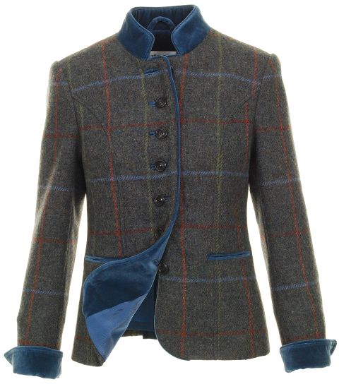 Trachten-Wollblazer, Samtbesatz, blue