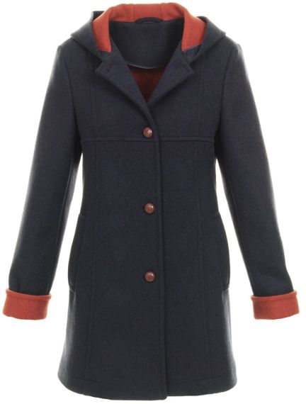 Double-Loden Kurzmantel, blau-rostbraun