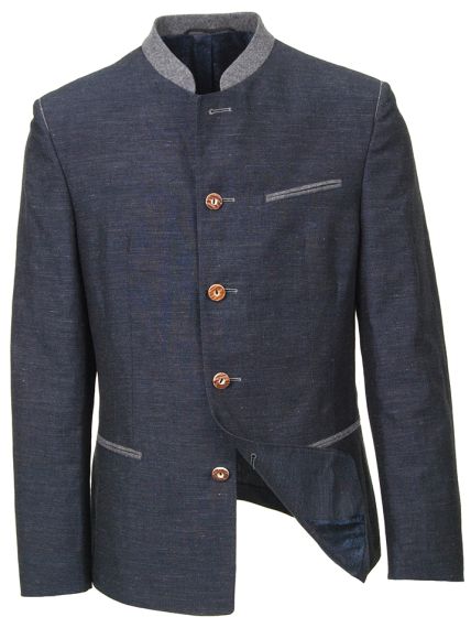 Leinen-Baumwoll Sakko, blau-grau